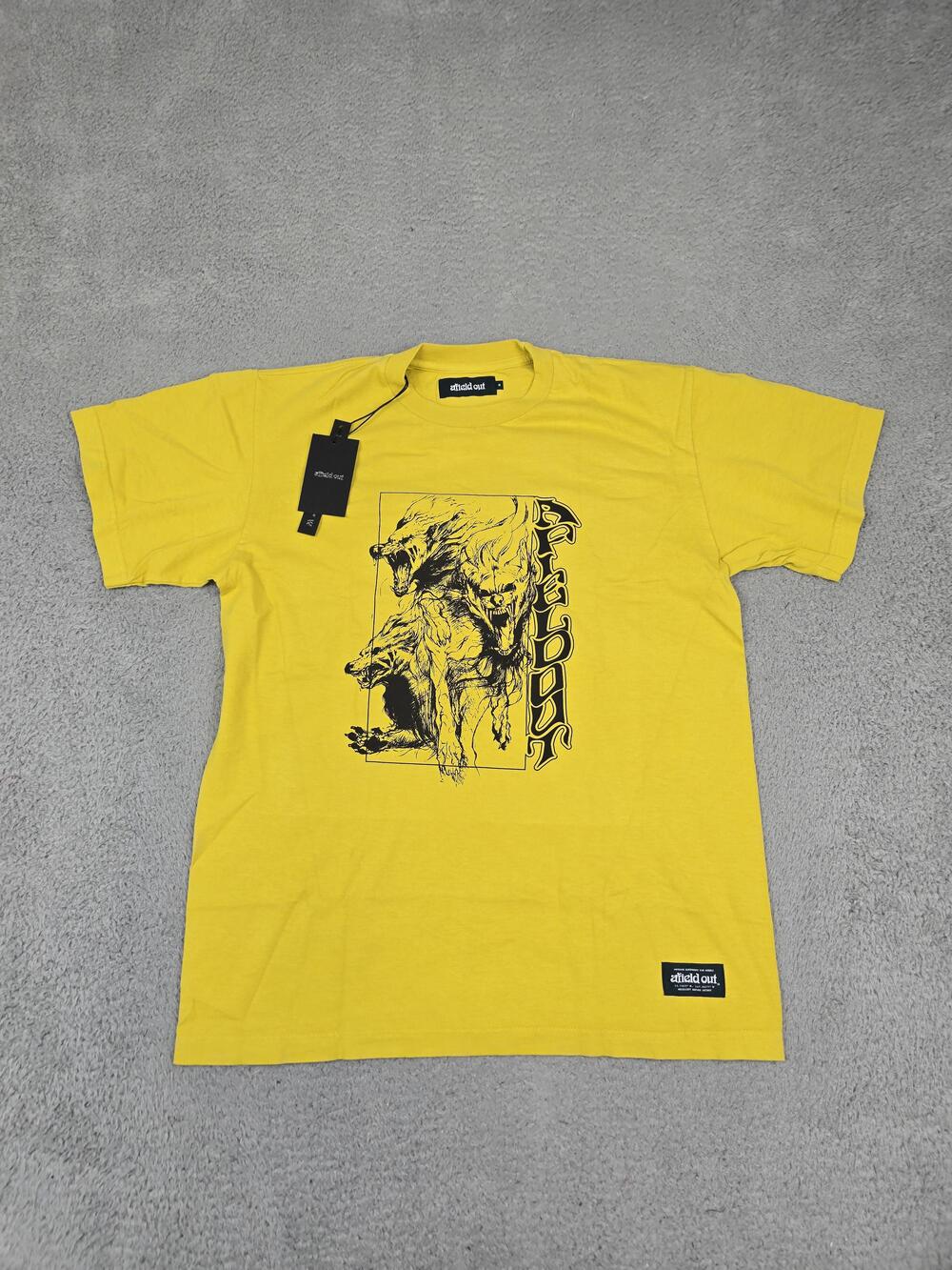 Afield Out Shirt Mens Medium Mustard Spirit Graphic Made in USA Crewneck Tee